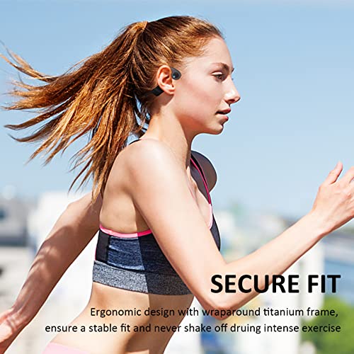 Bone Conduction Headphones - Open-Ear Headphones with MIC, Bluetooth 5.4, 20Hr Long Battery Life, IPX5 Waterproof for Sports Workouts Cycling Running Gym Hiking,Black