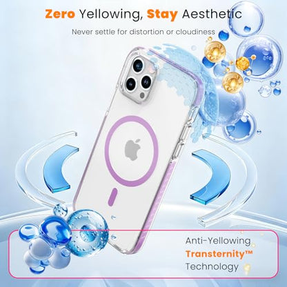 DEERLAMN Magnetic Clear Case for iPhone 12/iPhone 12 Pro 6.1-Inch, [Compatible with Magsafe][Anti-Yellowing] Transparent Slim Shockproof Protective Phone Cover, Purple - color: Purple, size: iPhone 12/12 Pro-6.1 Inch