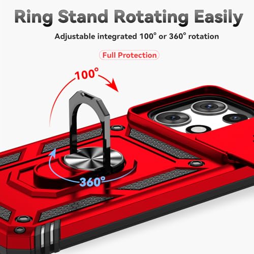 for Motorola Moto G 2025 / Moto G 2026 / Moto G Play 2026 Case, with Slide Camera Cover Screen Protector Ring Holder Kickstand Military Grade Protection 15ft Drop Tested Protective Phone Case (Red) - color: Red with camera cover Military-Grade 2nd gen