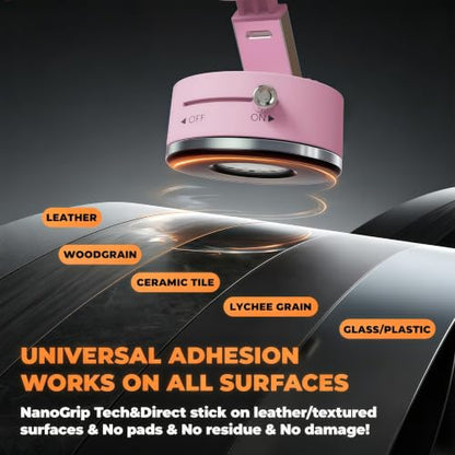 PKYAA 2026 Upgraded Foldable and Retractable Magnetic Mount, Vacuum Suction Magnetic Phone Holder, A Movable Vacuum Suction Cup Car Phone Stand for Cars/Gyms/Mirrors/Smooth Surface (Pink) - color: Pink