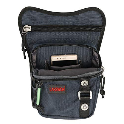 Thigh Pack, Larswon Leg Bag Thigh Pouch Bag Tactical Waist Bag Motorcycle Bag Waterproof - color: A- Blue