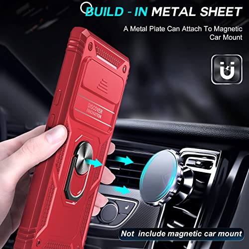 LeYi for Google Pixel 6 Pro Case: Case for Pixel 6 Pro with Slide Camera Cover, 360 Full Body Military-Grade Phone Case with Kickstand for Pixel 6 Pro, Red - color: Red