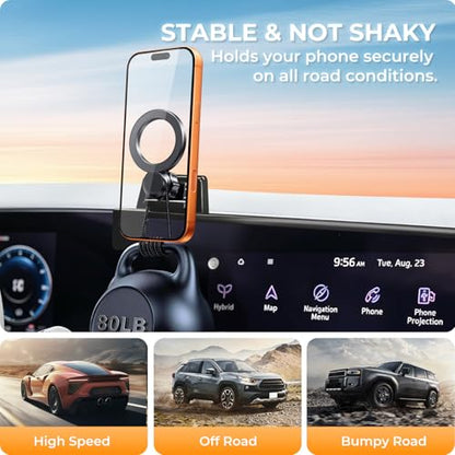 Car Phone Holder for KIA NIRO/EV/Hybrid 2026 2025 2024 2023 (Only for 8/10.25-Inch Screen) 360° Rotation Magnetic Cell Phone Mount, Compatible with Magsafe, Does Not Affect Air Vent - size: Fit for 2023-2026 Niro/EV/Hybrid, 8/10.25-Inch