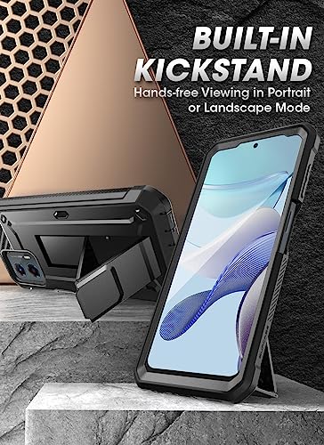SUPCASE for Moto G 5G Case (2023) with Screen Protector & Stand, Black | Built-in Kickstand, 360° Rotating Belt Clip, Heavy Duty Rugged Phone Case, Military-Grade Protection, Unicorn Beetle Pro