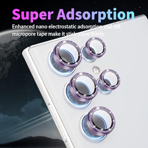 Camera Lens Protector for Samsung Galaxy S24 Ultra, Glitter Violet - color: Glitter Violet