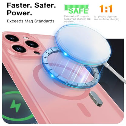 Magnetic Case for iPhone 13 Pro 6.1-Inch, [Compatible with Magsafe][Full Camera Protection] Ultra Slim Translucent Matte Shockproof Protection Phone Cover-Pink - color: Pink, size: iPhone 13 Pro
