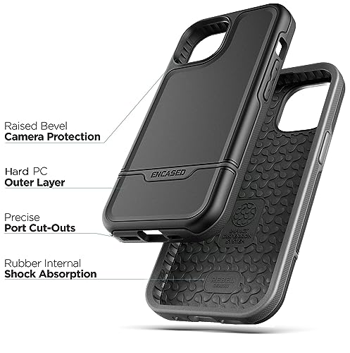 ENCASED Shockproof Case Compatible with iPhone 16 - Ultra Protective Heavy Duty Magnetic Phone Cover, Rebel Series (Black, iPhone 15 Plus) - color: Black, size: iPhone 15 Plus