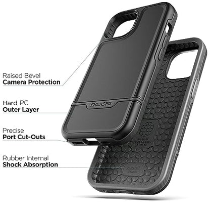 ENCASED Shockproof Case Compatible with iPhone 16 - Ultra Protective Heavy Duty Magnetic Phone Cover, Rebel Series (Black, iPhone 15 Plus) - color: Black, size: iPhone 15 Plus