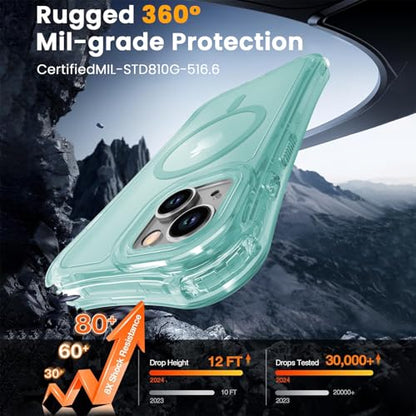 WRJ Magnetic Clear for iPhone 13 Case,iPhone 14 Case,[Compatible with MagSafe][Military Grade Drop Protection] Transparent Full Body Shockproof Protective Phone Case-Jade Green - color: Jade Green, style: Transparent