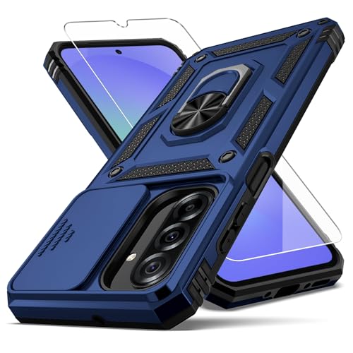 for Samsung Galaxy A36 5G Case with Camera Lens Cover, 10 FT Military Grade Drop Protection, Magnetic Ring Holder Kickstand Protective Phone Case, Navy Blue - color: Navy Blue, size: Galaxy A36 5G