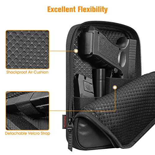 FINPAC Concealed Carry Gun Pouch, Soft Pistol Case Fanny Pack Firearm Bag | Pistol Bag Waist Belt with Holster for Handgun, Air Gun, Men, Women - color: Black - Standard Size w/ Shoulder Strap