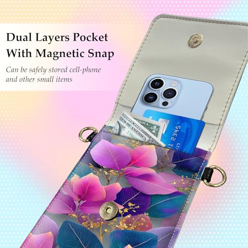 Small Crossbody Bags for Women Touchscreen Cell Phone Bag Cross Body Purses with adjustable Strap,Gifts For Teenage Girls - color: Vibrant Abstract Floral