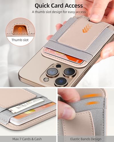 Upgraded for Magsafe Wallet, 7 Card Holder, RFID Blocking, Strongest Magnet | Magnetic Wallet for iPhone 17/16/15/14/13/12 Series, Magnetic Card Holder, 2 Card Slots, Vegan Leather, Desert Titanium Gold - color: Desert Titanium Gold-Upgraded