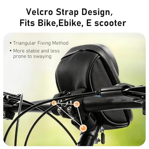 EILLEO Bike Handlebar Bag, Waterproof Bike Phone Bag with TPU Touch Screen, Bicycle Phone Holder for Phone Under 6.3, Storage Bags for Bike/Ebike/E Scooter/Dirtbike, Black