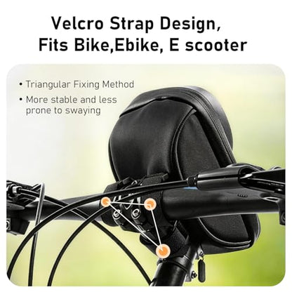 EILLEO Bike Handlebar Bag, Waterproof Bike Phone Bag with TPU Touch Screen, Bicycle Phone Holder for Phone Under 6.3, Storage Bags for Bike/Ebike/E Scooter/Dirtbike, Black