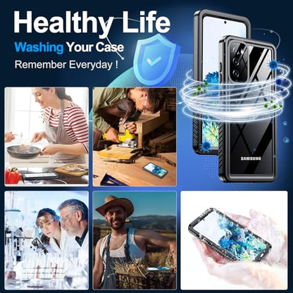 xiwxi for Samsung Galaxy S20 FE Case Waterproof,[IPX8 Underwater Case][Full Body Shockproof & Military Dropproof] Clear Sound Quality Built-in Screen Protector for Samsung S20 FE 6.5 inch-Black - size: For Samsung S20 FE-6.5"