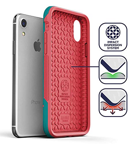 ENCASED Protective iPhone XR Case (Military Grade) Full Body Heavy Duty Protection (2018 Rebel Armor) (Ocean Teal Pink) - color: Teal