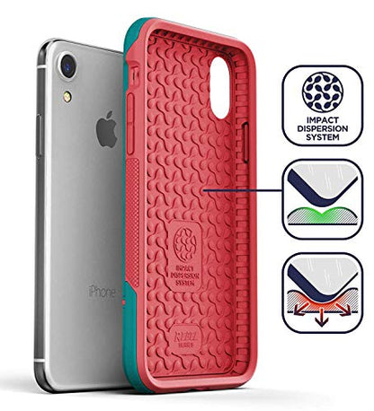 ENCASED Protective iPhone XR Case (Military Grade) Full Body Heavy Duty Protection (2018 Rebel Armor) (Ocean Teal Pink) - color: Teal