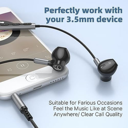 BENEWY Wired Earbuds 3.5mm Magnetic Earphones with Microphone Headphones - color: Black