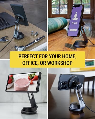 Scosche MagicMount Charge Pro Qi2 Home/Office MagSafe Suction Mount, 15W Fast Wireless Charger Magnetic Cell Phone Holder Compatible with iPhone 16/15/14/13/12 Pro Max Plus and Samsung Galaxy S25 - size: Circle, style: Home / Office Suction