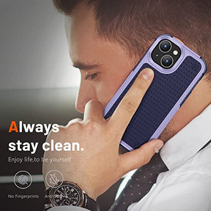 Designed for iPhone 14 Case iPhone 13 Case 2 in 1 Gift Militay Grade Drop Protective Rugged Heavy Duty Cover Shockproof Case for iPhone 14 Phone Case for Women Men boy Girl (Purple+Blue) - color: Purple+Blue