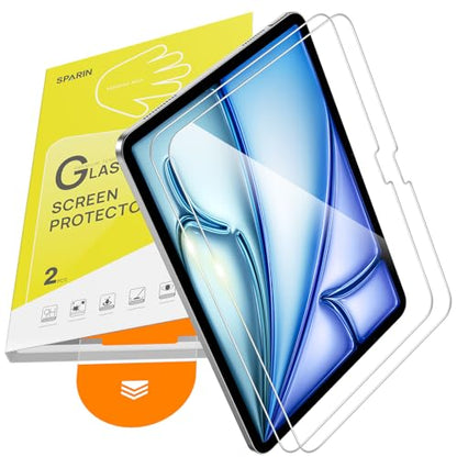 SPARIN 2 Pack Screen Protector for iPad Air 11 Inch M4 2026/M3 2025/M2 2024 | 9H Tempered Glass for iPad Air 8th/7th/6th Generation Anti Scratch, Easy Installation Box, Apple Pencil Pro & Case Compatible - size: iPad air 11" 2026/2025/2024