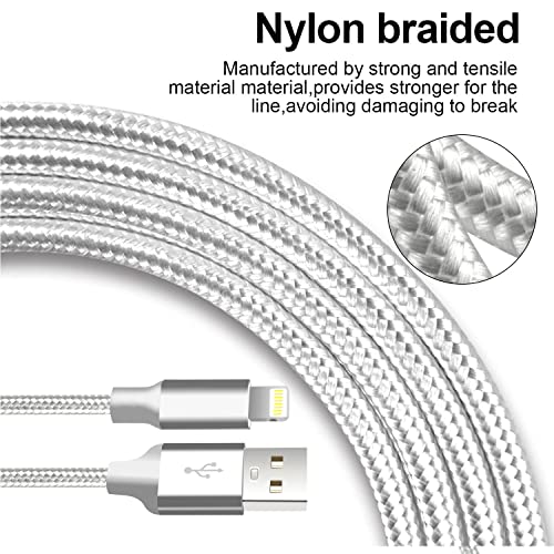 USB to Lightning Cable, 5 Pack iPhone Charger Fast Charging Cord (Silver) - color: Silver, style: USB-A to L