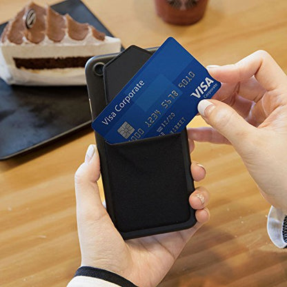 Sinjimoru Card Holder for Back of Phone, Stick on Phone Wallet, Grey - color: Gray