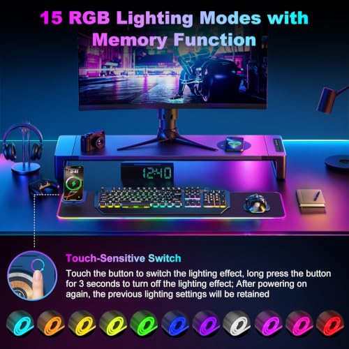 Wireless Charging RGB Gaming Mouse Pad with Foldable Phone Holder, Black