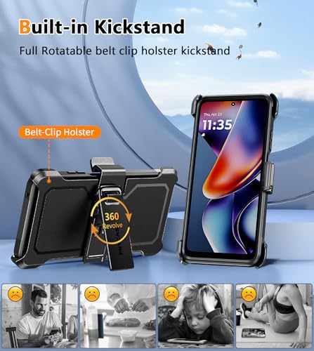 FNTCASE for Moto G 2026/2025 Case, Moto G Play 2026 Case with Belt-Clip | Heavy Duty Drop Protection, Rugged Holster, Military Grade Shockproof Protective Cell Phone Cover - color: Black