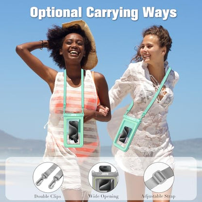 JOTO [IP68 Floatable Large Floating Waterproof Phone Pouch Up to 10", Underwater Phone Case Cellphone Dry Bag for iPhone 17 16 15 14 13 12 11 Pro Max Xs Max XR X 8 7 Plus SE/Galaxy S24 S23 S22 -Grey - color: Green