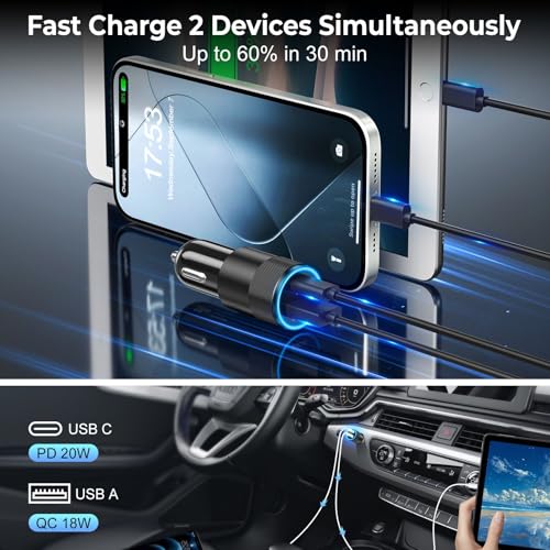 Car Charger USB C 3-Pack, Ancekoy 38W Dual Port Car Charger Adapter - color: Black, size: 3-Pack