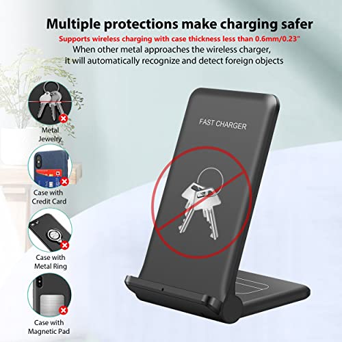 25W Wireless Charger,Foldable 2 in 1 Wireless Charging Station for Apple iPhone 16/16 Pro/15/14/13/12/11/Plus/SE/X/Airpods,PDKUAI 15W Fast Dual Wireless Induction Charge Stand for Samsung/LG - color: Black