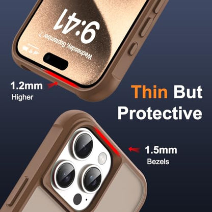 SKYLMW Compatible with iPhone 15 Pro Max Case with Stand,Desert Brown | iPhone 15 Pro Max Phone Case 6.7",Magnetic Ring Stand,Compatible with MagSafe,Military-Grade Protection,Great Grip Feeling - color: Desert Brown, size: Iphone 15 Pro Max