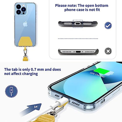 CACOE Phone Lanyard 2 Pcs-1 Pcs Adjustable Neck Strap,1 Pcs Wrist Strap,4 Pads,Universal Crossbody Multifuctional Cell Phone Lanyards Compatible with Most Smartphones(Yellow) - color: Yellow