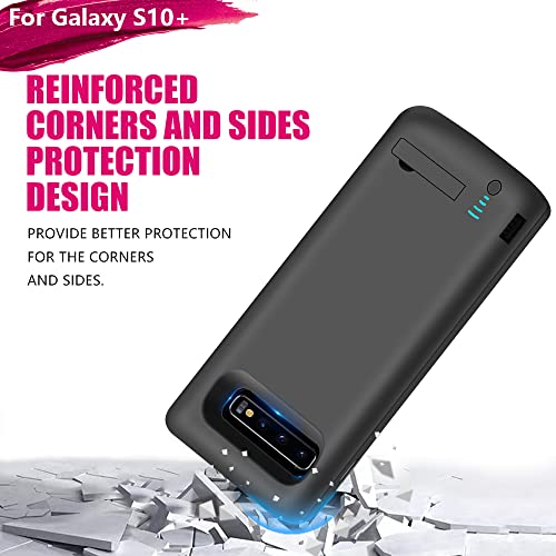 Battery Case for Samsung Galaxy S10+ Plus, 5000mAh Rechargeable Extended Battery Charging Case, Add 150% Extra Juice (6.4 Inches) Black