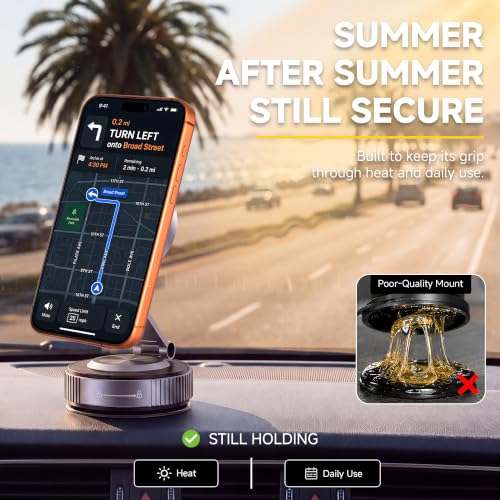 Magnetic Phone Holder for Car Wireless Charging, 15W Fast Wireless Car Charger with Vacuum Suction, 360° Adjustable Magnetic Mount for Dashboard & Windshield, Hands-Free for MagSafe iPhone & Android - size: for Magnetic General PM