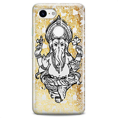 TPU Case Compatible for Google Pixel 9 8 Pro 7a 6a 5a XL 4a 5G 2 XL 3 XL 3a Hilarious Lotus Black Ganesha Indian Slim fit Hinduism Soft Design Clear Cute Elephant Flexible Silicone Print - color: Ganesha Print