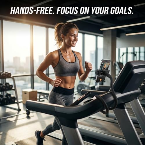 Flexible Phone Holder for Treadmill, Portable Gooseneck 16.9” Long Arm