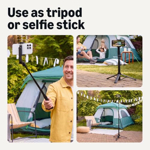 Amazon Basics 36" Portable Selfie Stick Mini Tripod for Phone with Detachable Remote, 360-Degree Rotation, 30-Foot Range, Compatible with iPhone, Samsung, and More, Black - size: 36inch