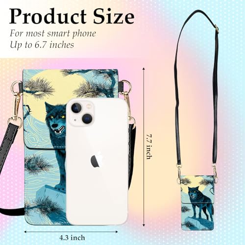 Small Crossbody Bags for Women Touchscreen Cell Phone Bag Cross Body Purses with adjustable Strap,Gifts For Teenage Girls - color: Moon night demon wolf