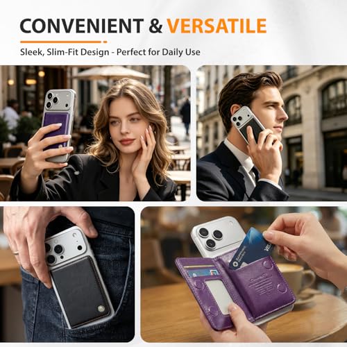 Magnetic Wallet for iPhone, Detachable Magnetic Card Holder Compatible with MagSafe, RFID Blocking Magnetic Phone Wallet with Kickstand for iPhone 17/16/15/14/13/12 Series, Black - color: Black