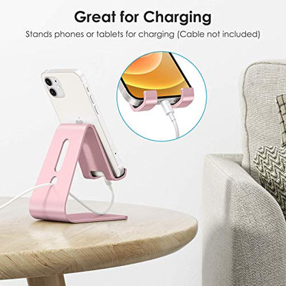 OMOTON C1 Upgraded Aluminum Cell Phone Stand for Desk, Durable Phone Dock - color: Rose Gold