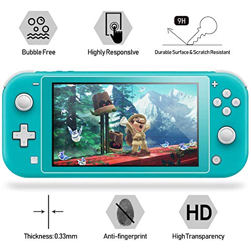 daydayup 4 Pack Tempered Glass Screen Protector for Nintendo Switch Lite, 0.3mm Thickness, 9H Hardness, Transparent, Anti-Scratch, Oleophobic Coating, Easy Installation Guide - size: 5.5"