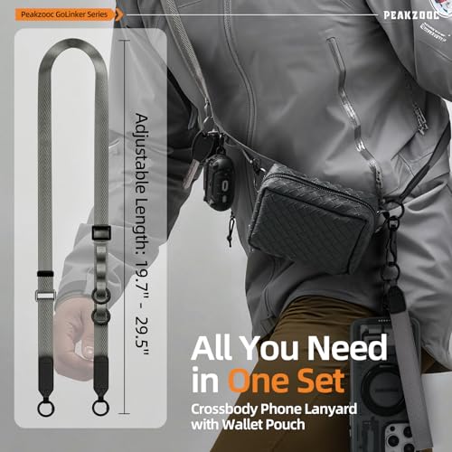 Phone Lanyard with Wallet, Adjustable Crossbody Phone Strap(Gray) - color: Grey