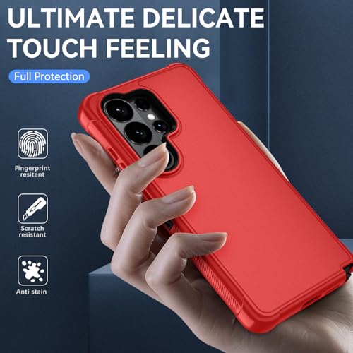 for Samsung Galaxy S26 Ultra Case with HD Screen Protector, 3-Layer Shockproof Military Grade Full Body Protection, Heavy Duty Hybrid Protective Phone Cover (Bright Red/Black) - color: Bright Red/Black