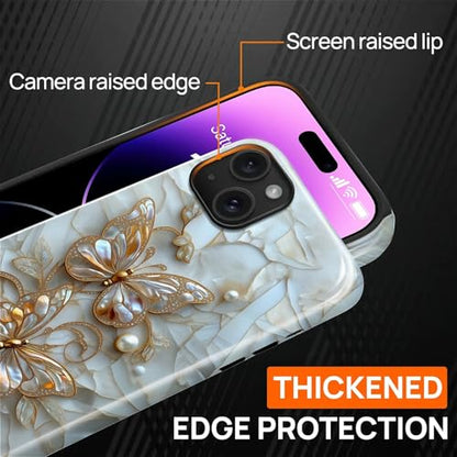 Magnetic for iPhone 14 Plus Case,[Compatible with Magsafe] Dual Layer Protective Heavy Duty Shockproof Rugged Drop Protection Bumper Hybrid Case - Stained Glass Butterflies - color: Stained Glass Butterflies, size: iPhone 14 Plus