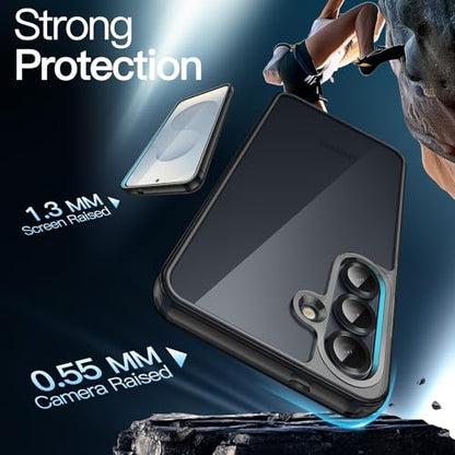 JETech Case for Samsung Galaxy S25, Anti-Yellowing, Black | Shockproof Protection, Scratch Resistant Hard PC Back, Durable Transparent TPU Bumper - color: Black, size: Galaxy S25