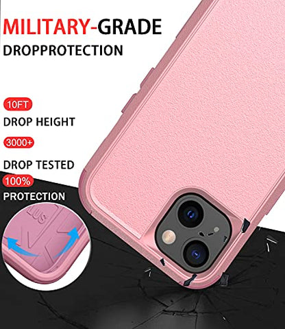 Diverbox for iPhone 13 Case [Shockproof] [Dropproof] [Dust-Proof],Heavy Duty Protection Phone Case Cover for Apple iPhone 13 (Pink) - color: 13-Pink