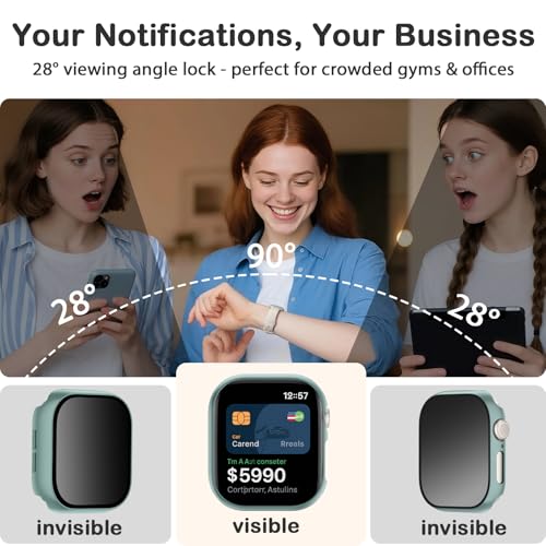 Adorve Privacy Case for Apple Watch Series 10 42mm Screen Protector, Anti-Spy Cover for iWatch Series 11 10 42 mm, 8 Pack, Black Clear Pink Starlight Rose Pink Pine Green Milk Tea Smoke Violet - size: 42mm for Series 11/10